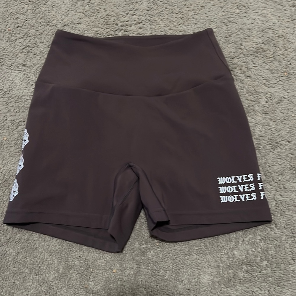 Darc Sport Brown Athletic Bike Shorts with White Print